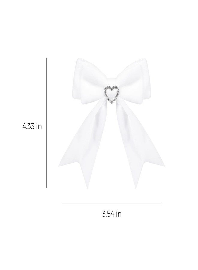 LSVOZ White Velvet Hair Bow Clips Girls Bowknot Hairpins Heart Rhinestones Hair Ribbon Accessories - Image 5